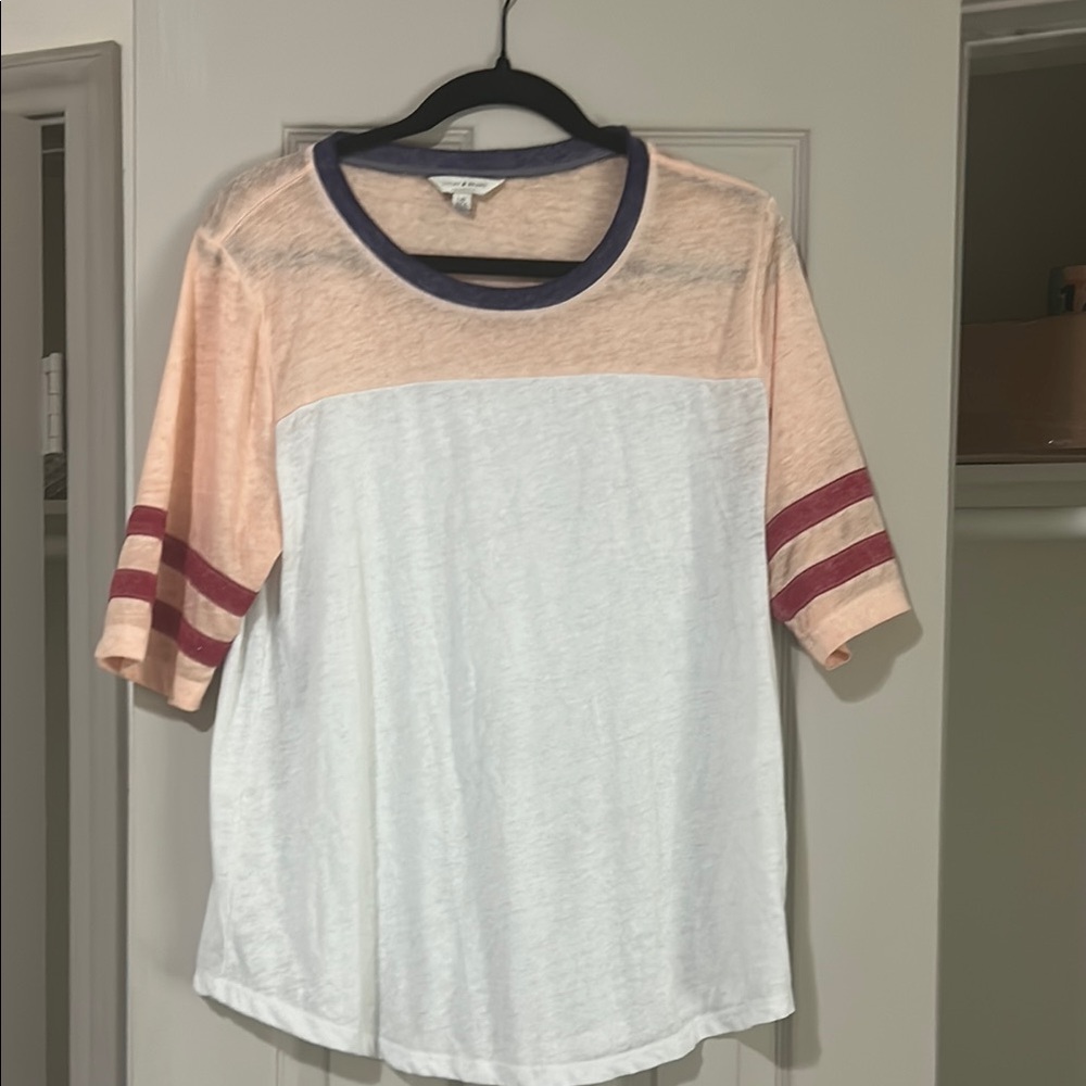 Lucky Brand Peach and White Short Sleeve Tee